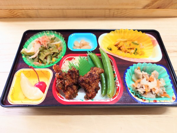 鶏肉の青しそ天ぷら♡山芋と豚肉柚子胡椒炒め♡かぼちゃのコンソメ煮♡ゴーヤおかか和えサムネイル